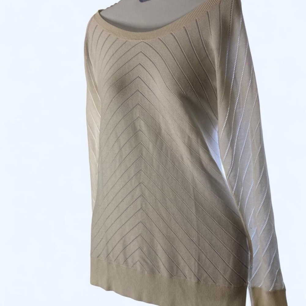 Banana Republic Cream Detailed Scoop Neck Sweater S